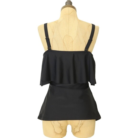 Mermaid Maternity Ruffle Bandeau Tankini Swim Top Size S Black NWD B59 - Picture 4 of 6